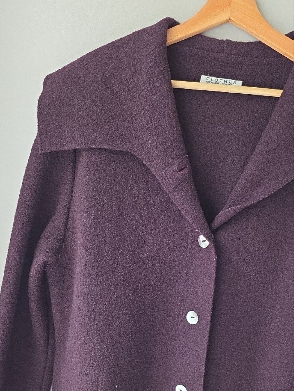 Muriel Dombret - Canadian Fashion Designer Wool Long Peacoat in Dark Plum - Picture 3 of 8